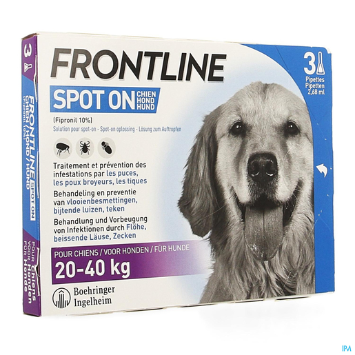 Frontline Spot On Hond 20-40 kg Pipet 3x2,68 ml | Geneesmiddelen voor honden