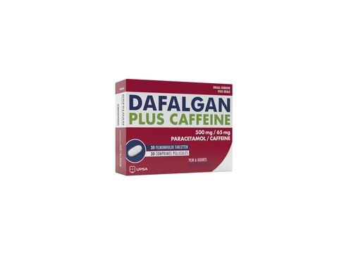 Dafalgan Plus Caffeine 500 mg/65mg 30 Comprimés Pelliculés | Maux de tête - Douleurs diverses