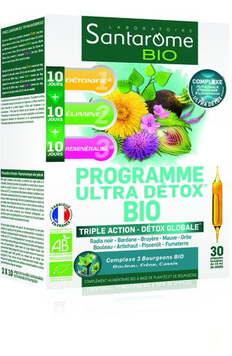 Santarome Programme Ultra Detox Bio 30 Ampoules | Dépuratif - Détoxifiant