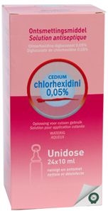 Cedium Chlorhexidini 0,05% Unidoses 24x10ml | Désinfectants - Anti infectieux