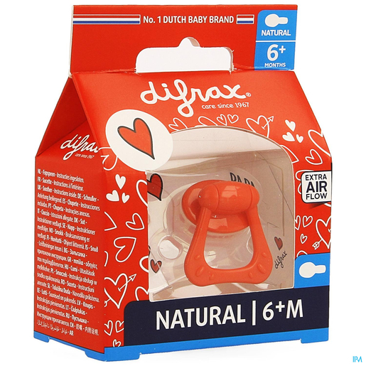 Difrax Sucette Natural +6m I Love | Sucettes