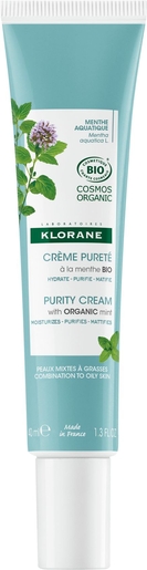 Klorane Crème Pureté Menthe Aquatique 40ml | Hydratation - Nutrition