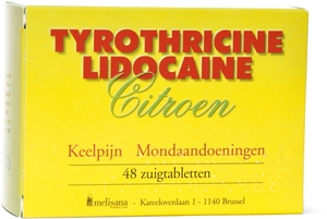 Tyrothricine Lidocaine Citron 48 Comprimés à Sucer