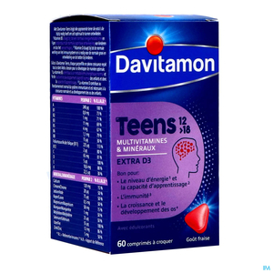 Davitamon Teens Fraise 60 Comprimés