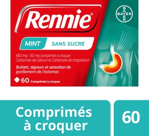Rennie Mint Sans Sucre 60 Comprimés à Croquer