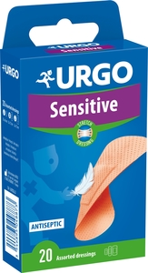 URGO Sensitive Stretch 20 Pansements Assortis avec Antiseptique