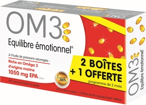 OM3 Classic Pack Equilibre Emotionel 3 x 60 Capsules (dont 60 offertes)
