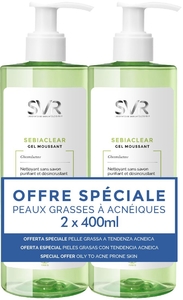 SVR Sebiaclear Gel Moussant Duo 2x400ml (prix spécial duopack)