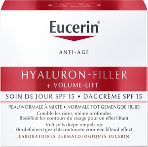 Eucerin Hyaluron-Filler + Volume-Lift Soin de Jour SPF 15 Peau Normale à Mixte Crème Anti-Rides &amp; Anti-Âge Pot 50ml