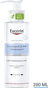 Eucerin DermatoClean [Hyaluron] Lait démaquillant Peau Sèche et Sensible avec pompe 200ml