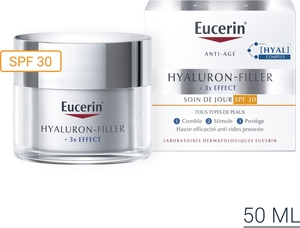 Eucerin Hyaluron-Filler +3x Effect Soin de Jour SPF 30 Tous Types de Peaux Crème Anti-Rides &amp; Anti-Âge Pot 50ml