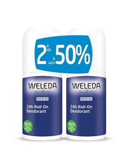 Weleda Déodorant Roll-On 24h pour Homme 2x50ml (2e -50%)